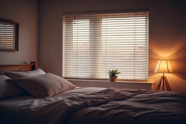 Modern bed room with zebra blinds installed in Ottawa
